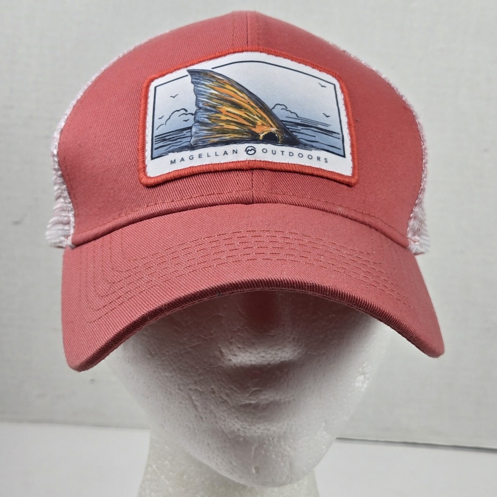Magellan Outdoors Salmon Pink Trucker Baseball Hat Mesh Snapback CLEAN OSFM
